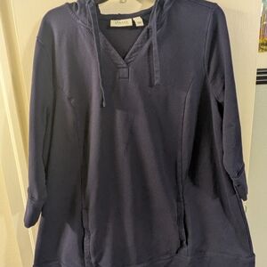 Denim&Co Navy Blue Hoodie Sweatshirt